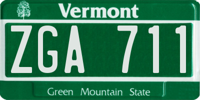 VT license plate ZGA711