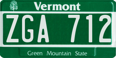 VT license plate ZGA712