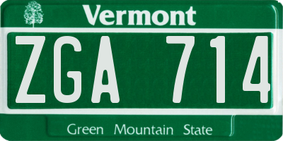 VT license plate ZGA714
