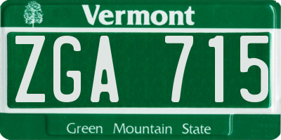 VT license plate ZGA715