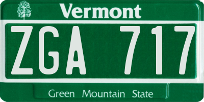 VT license plate ZGA717