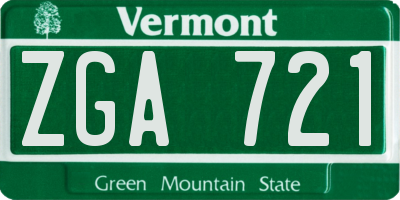 VT license plate ZGA721