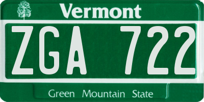 VT license plate ZGA722