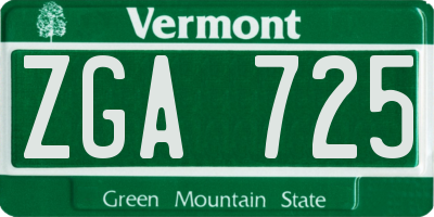 VT license plate ZGA725