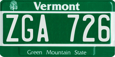 VT license plate ZGA726