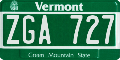 VT license plate ZGA727