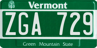 VT license plate ZGA729