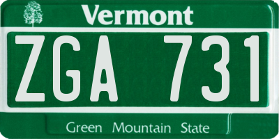 VT license plate ZGA731