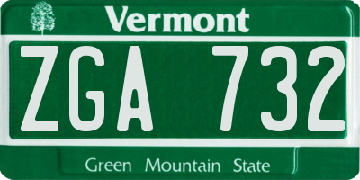VT license plate ZGA732