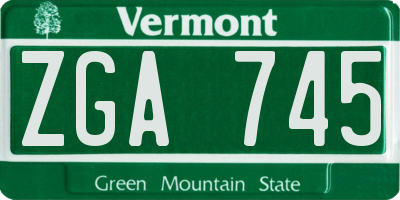 VT license plate ZGA745