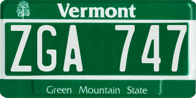 VT license plate ZGA747