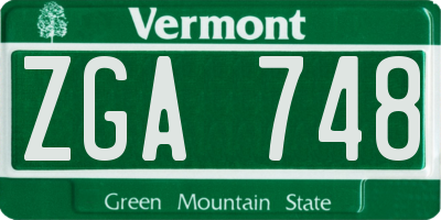 VT license plate ZGA748