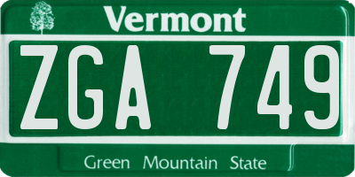 VT license plate ZGA749