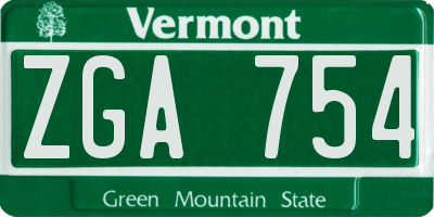 VT license plate ZGA754