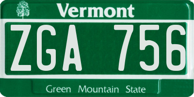 VT license plate ZGA756