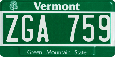 VT license plate ZGA759