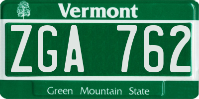 VT license plate ZGA762