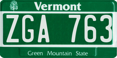 VT license plate ZGA763