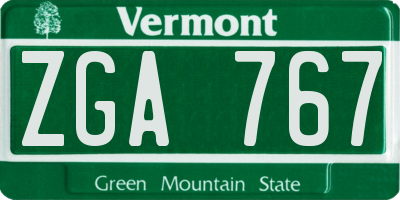 VT license plate ZGA767