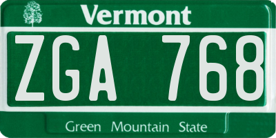 VT license plate ZGA768