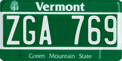 VT license plate ZGA769