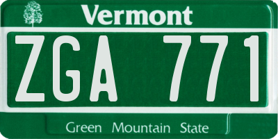 VT license plate ZGA771