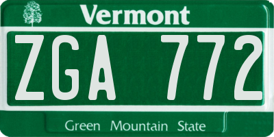 VT license plate ZGA772