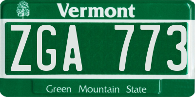 VT license plate ZGA773
