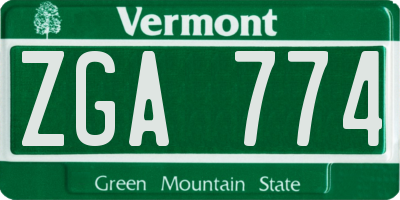 VT license plate ZGA774