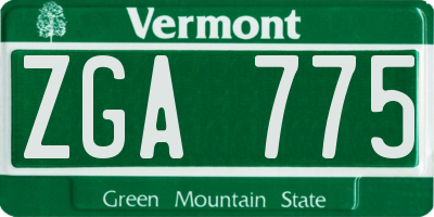 VT license plate ZGA775