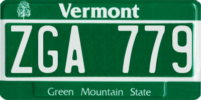 VT license plate ZGA779