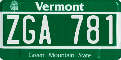 VT license plate ZGA781