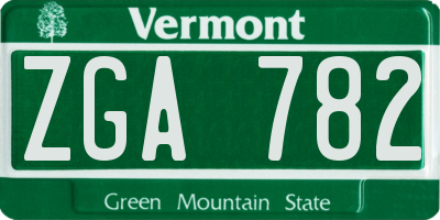 VT license plate ZGA782