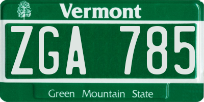 VT license plate ZGA785