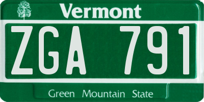 VT license plate ZGA791