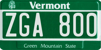 VT license plate ZGA800