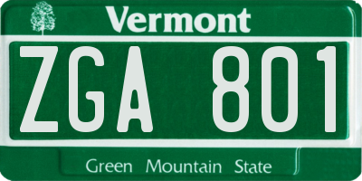 VT license plate ZGA801