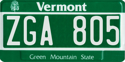VT license plate ZGA805
