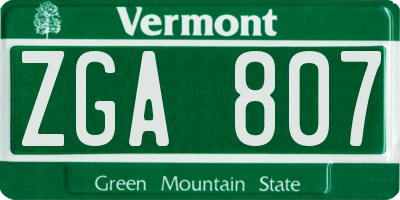 VT license plate ZGA807