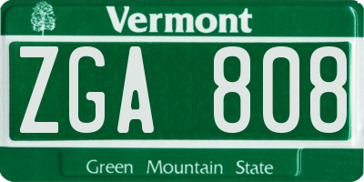 VT license plate ZGA808