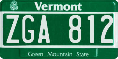 VT license plate ZGA812