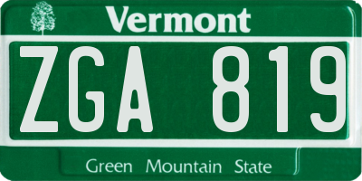 VT license plate ZGA819