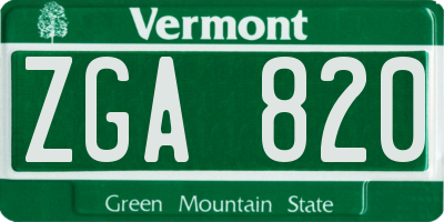 VT license plate ZGA820