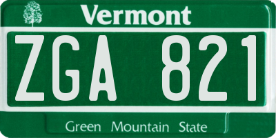 VT license plate ZGA821