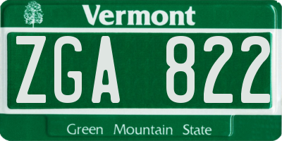 VT license plate ZGA822