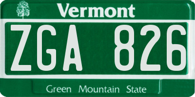 VT license plate ZGA826