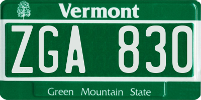 VT license plate ZGA830