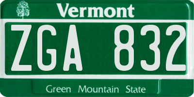 VT license plate ZGA832