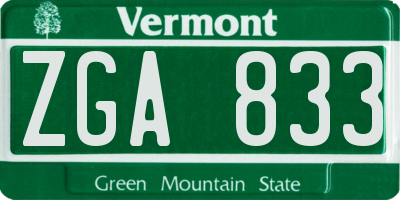 VT license plate ZGA833