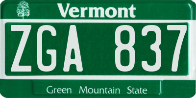 VT license plate ZGA837